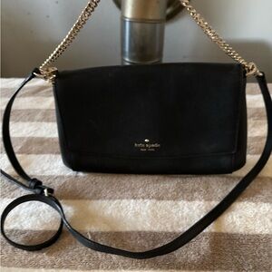 Kate Spade Elegant Black Crossbody with Gold Chain